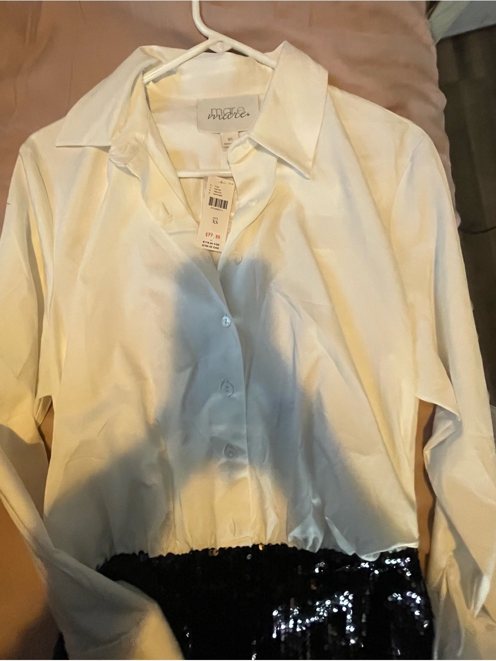 Maree White Button-Down Satin Shirt